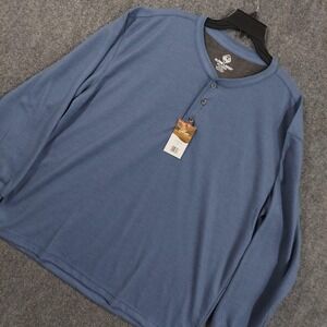 Alpine Lakes Shirt Mens 2XL Blue Thermal Henley Long Sleeve Waffle Knit Top